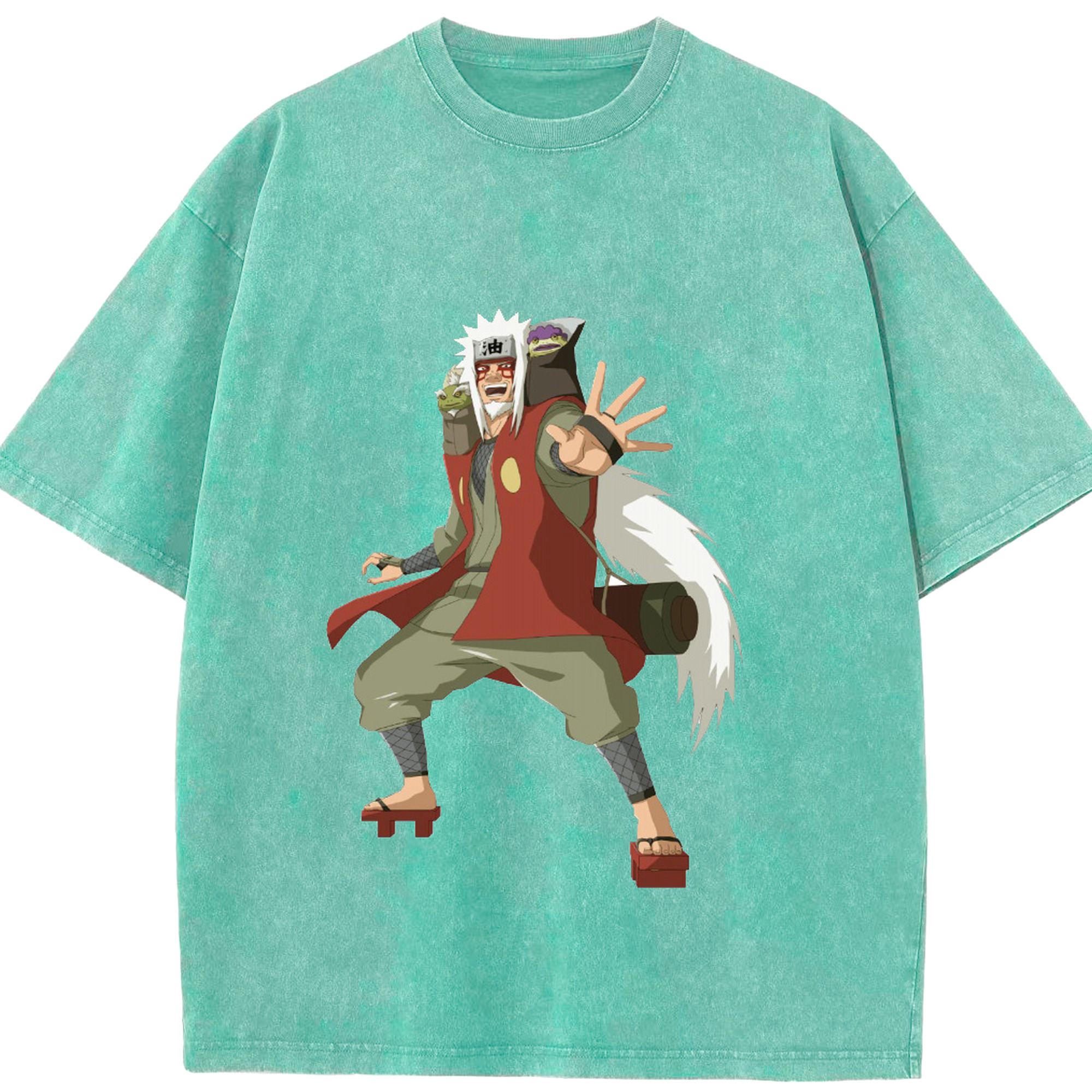 （画像用） NARUTO -ナルト- 自来也（じらいや） Jiraiya 綿100% ヴィンテージ風 半袖Tシャツ（フロントプリント）